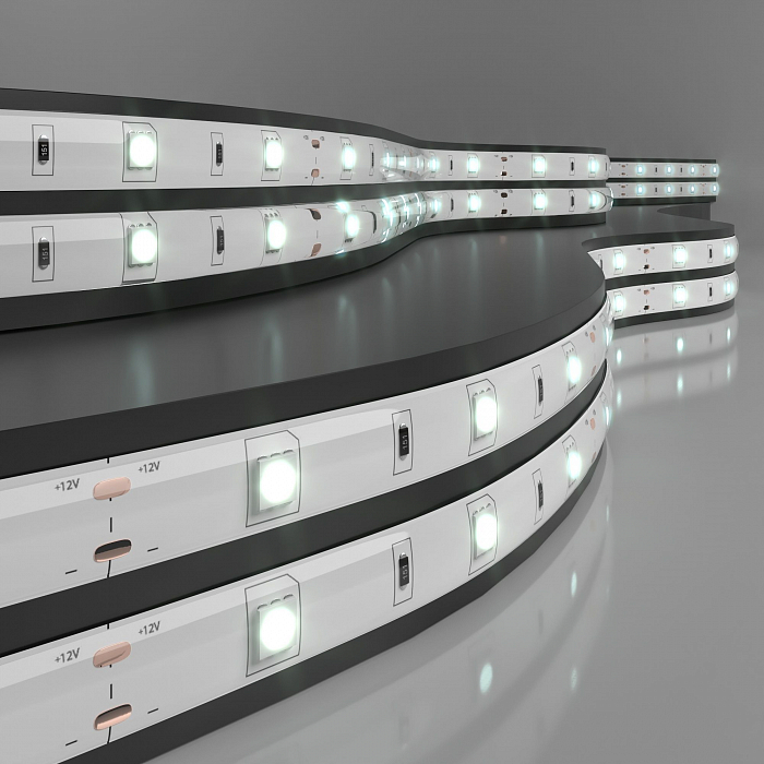 Светодиодная лента Elektrostandard Лента светодиодная 12V 7,2W 30Led 5050 IP65 холодный белый, 5м
