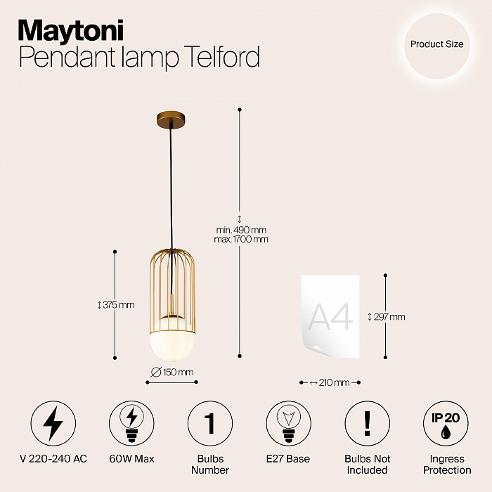 Светильник Maytoni P362PL-01G